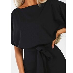 Amanda Uprichard dress size P (XS) black mini dress with tie waist short sleeves